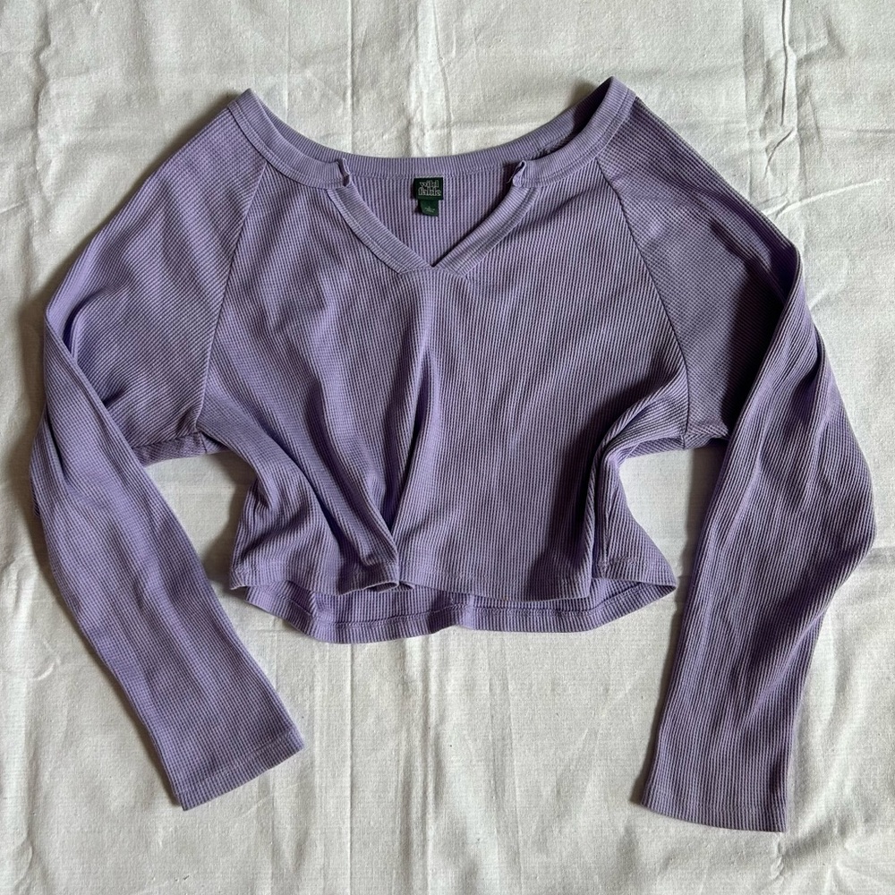 Wild Fable | Purple Long Sleeve Comfy Textured Crop Top Women’s size Large